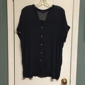 Black blouse with gold tone buttons
